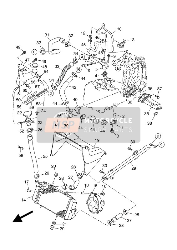 Yamaha X-MAX 400 ABS 2017 Radiator & Hose for a 2017 Yamaha X-MAX 400 ABS